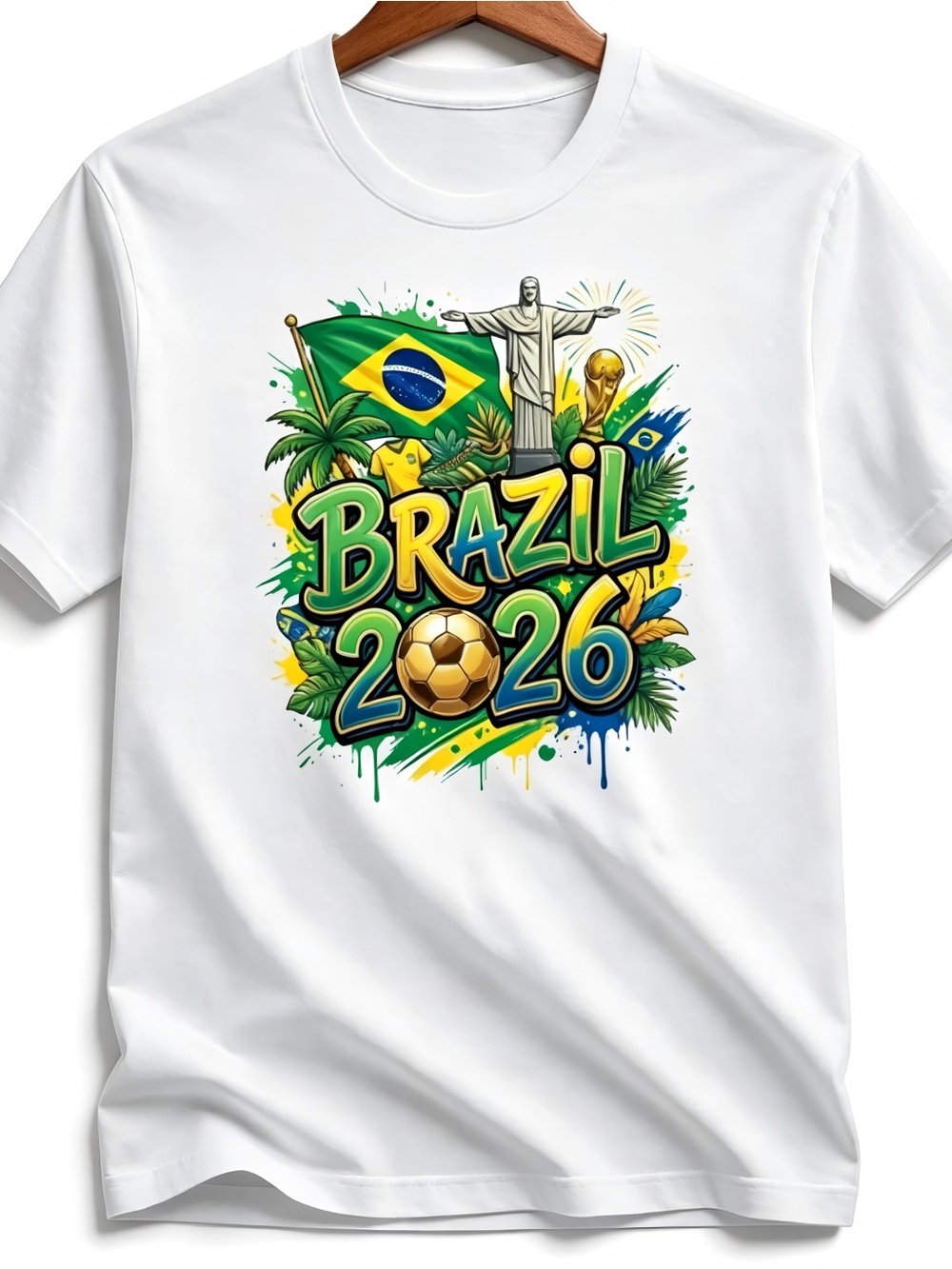 Fifa World Cup 2026 T-Shirt Soccer Graphic Tee USA Football Fan, Brazil 2026